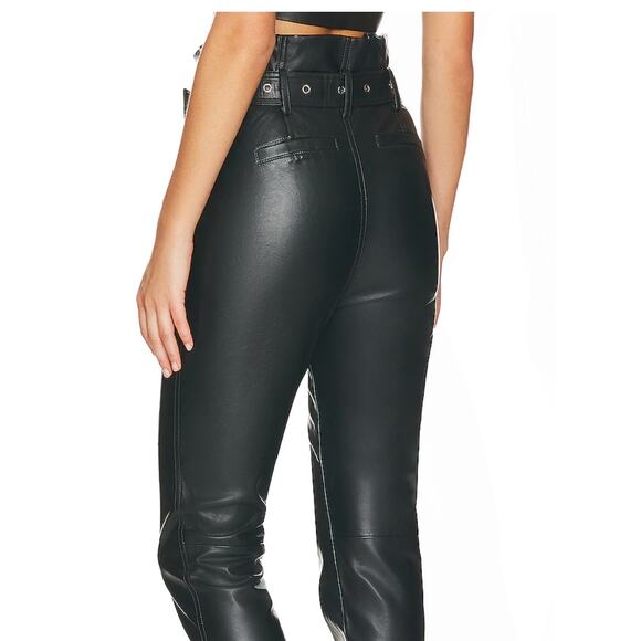 BlankNYC Pants Womens 24 Faux Leather Joggers High Rise Slit Leg Belted Moto - Picture 4 of 10